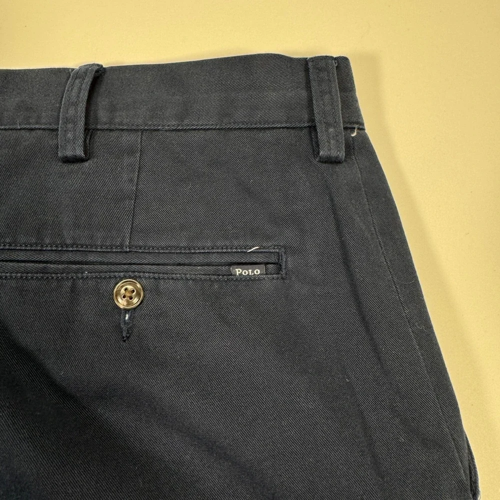 Polo Ralph Lauren Classic Fit Mens Chino Pants 36x32 Navy Blue Cotton Flat Front